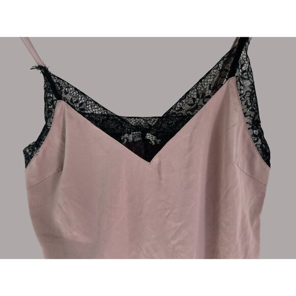 Magasin Du Nord Satin Lace Trim Night Gown Camisole Dress S Pink & Black - Picture 2 of 6